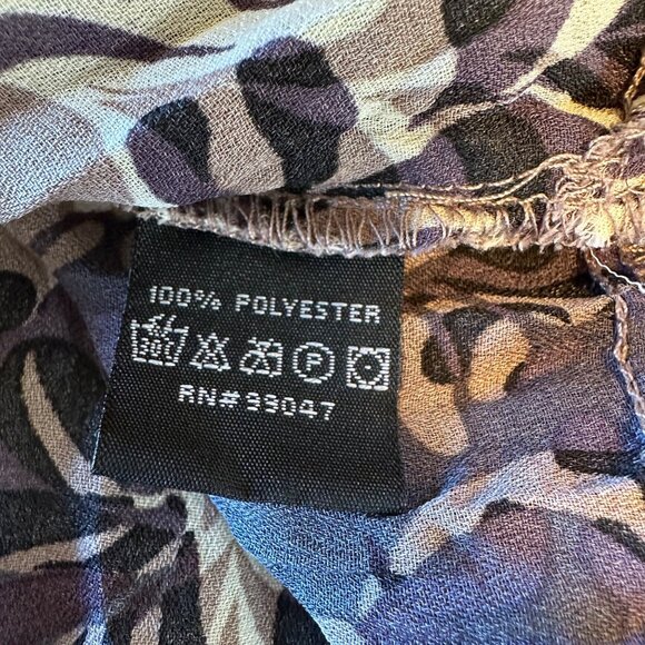 Piano Womens Floral Brown & Beige V Neck Bell Sleeve Button-Front Blouse PM - Picture 9 of 11